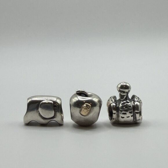 Pandora Jewelry - Pandora 925 Sterling Silver Charm Lot Swan Elephant Apple Worm 10.5g